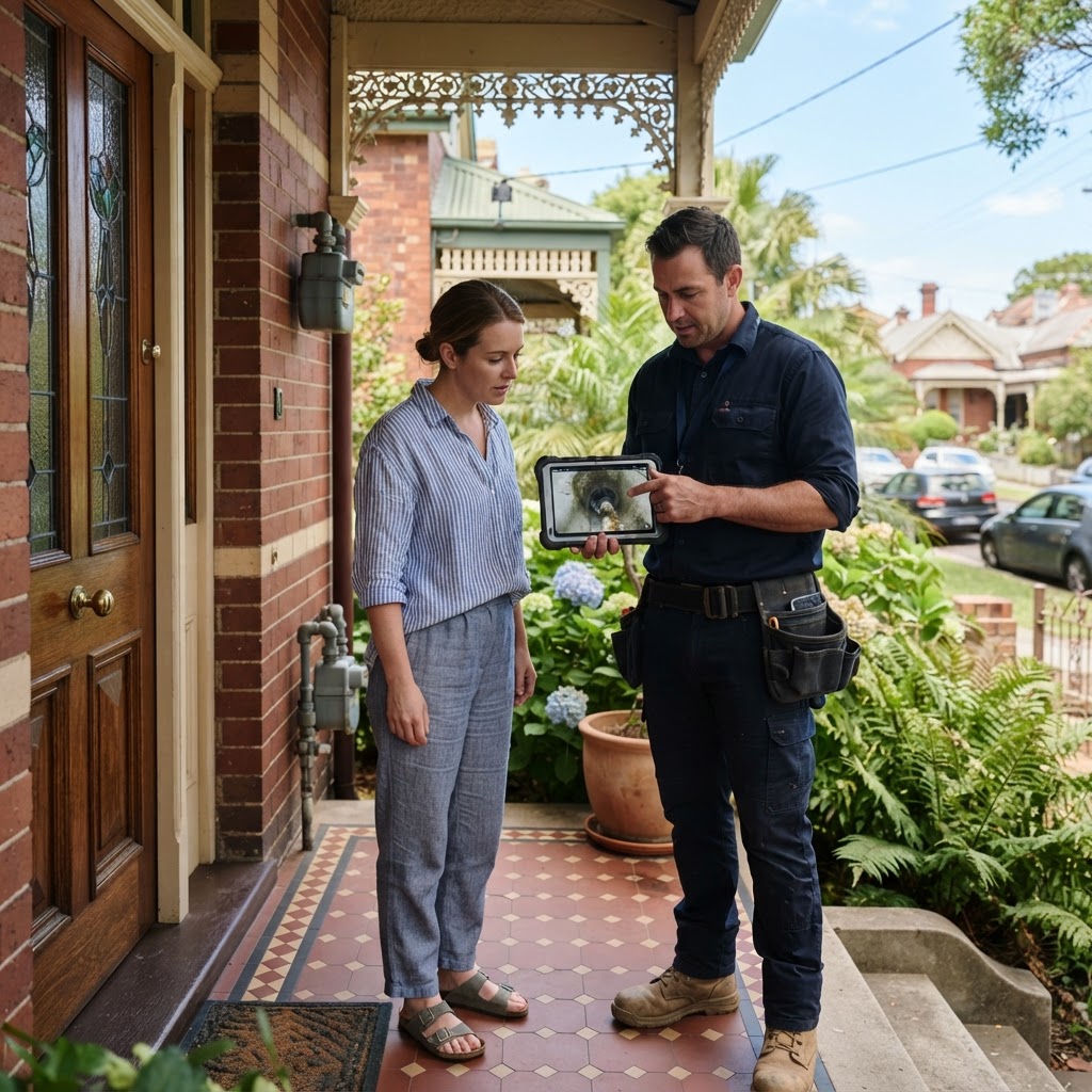 Block Drains plumber on a Sydney job