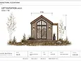 VISTA 30 vänster fasad väst med gavelfönster och pergola, ritning A-40.3-04