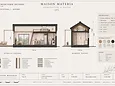 VISTA 30 arkitektoniskt snitt A-A och B-B med byggnadskonstruktion och materialpalett, ritning A-40.2-R02