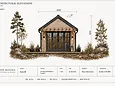 AURA 30 fasad 4 gavel med glasdörrar och pergola över ingången, ritning A-40.3-F4-R01