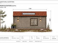 VISTA 30 baksida norr med centralt fönster och takljus, ritning A-40.3-03
