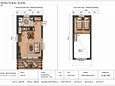 AURA 30 planlösning — möblerad bottnplan med kök, matplats och badrum samt loft med två sängar, ritning A-40.1-R01