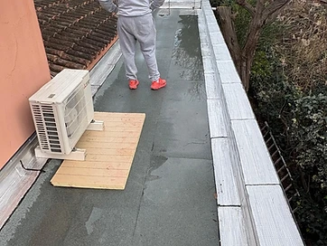 Toiture-terrasse après pose de l'étanchéité Toiture-terrasse après pose de l'étanchéité