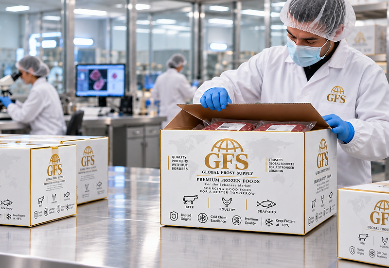 GFS export cartons undergoing inspection in a professional food quality laboratory