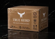 GFS True Herd sealed frozen beef export carton designed for international shipping