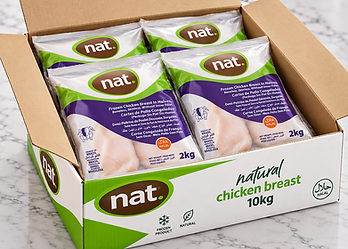 GFS NAT. open export carton with vacuum packed frozen poultry from Brazil