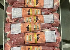 GFS AMBER GOLD vacuum packed frozen buffalo inside an open export carton