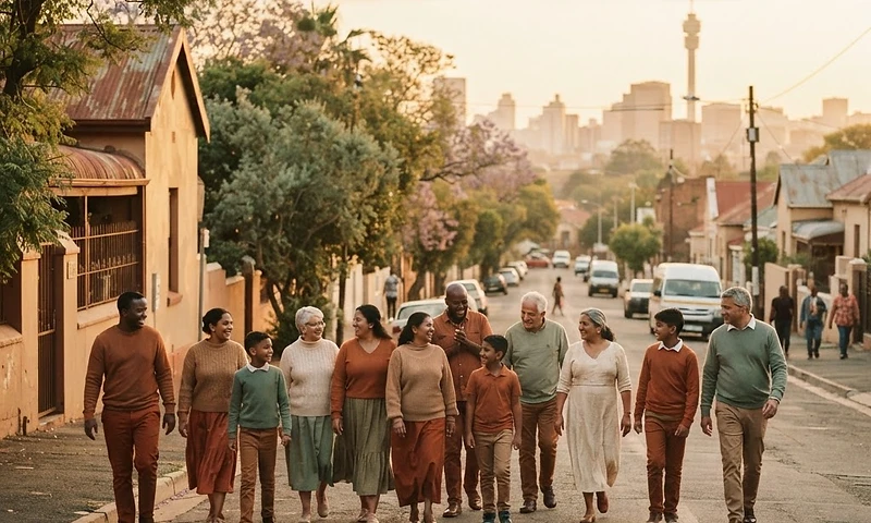 A community walking together at golden hour