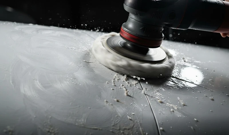 AEROFORM aircraft paint correction — multi-stage machine polishing and oxidation removal at Monterey Regional Airport