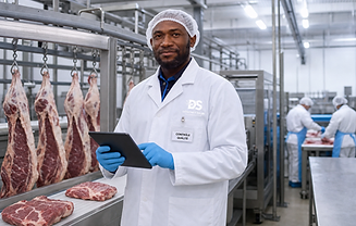 Contrôle qualité en abattoir moderne réalisé par un professionnel DOGONEY-SAUKI TECHNOLOGIE