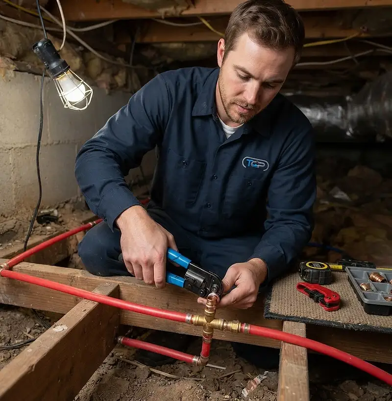 The Classic Plumber servicing residential piping for a Karns homeowner