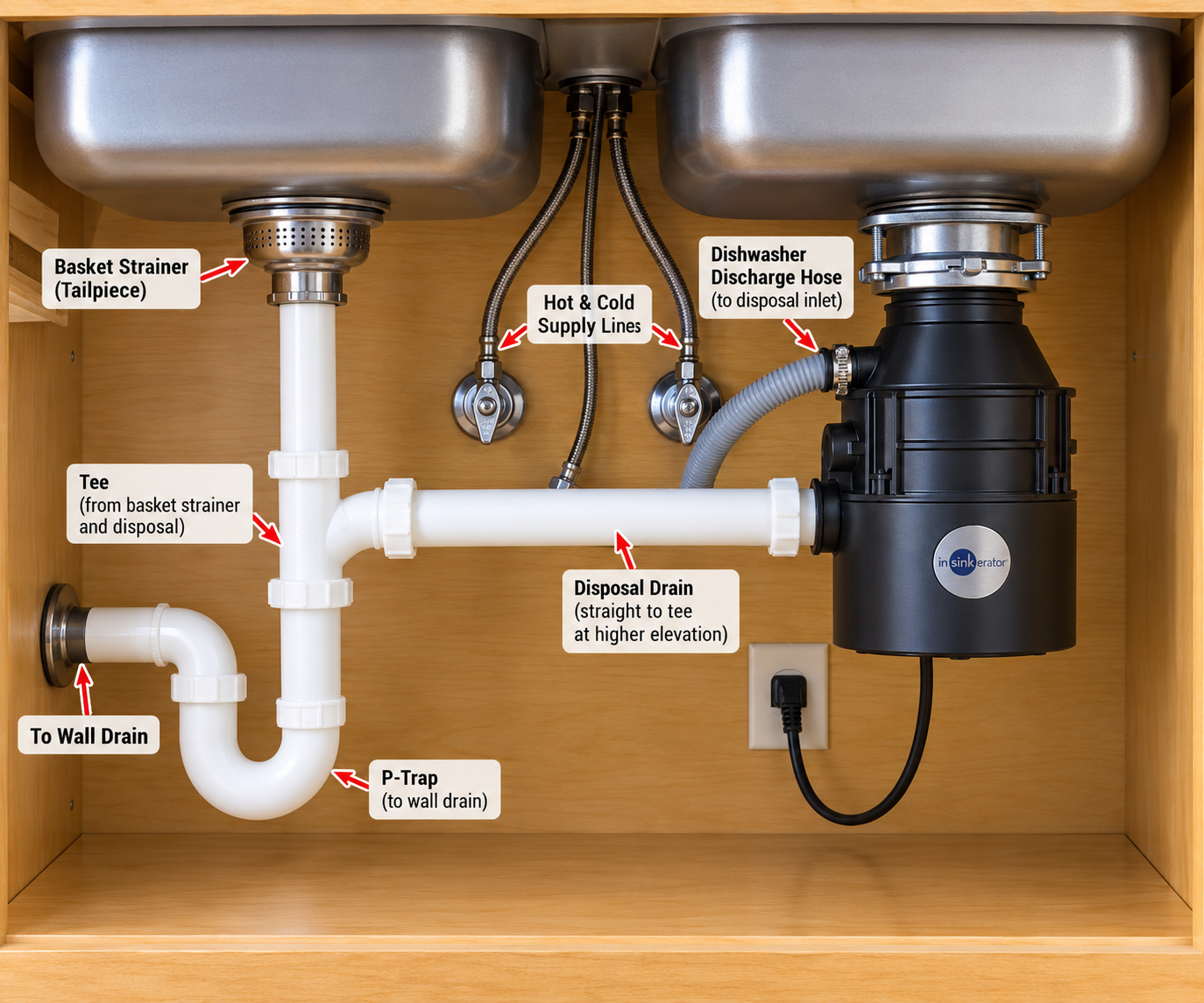 Two-Bowl Kitchen Sink Plumbing
