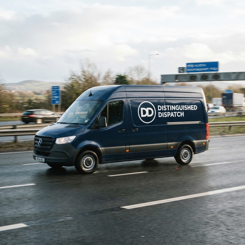 Dedicated courier van on a UK motorway