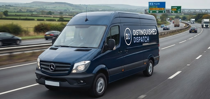 Navy Distinguished Dispatch van on a UK motorway