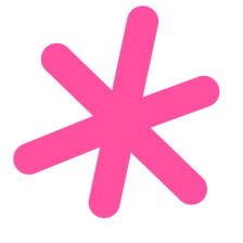 Holora asterisk symbol — a six-petalled pink star on black