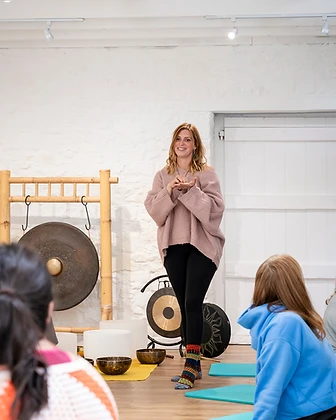 Sound healing and wellness session in the studio
