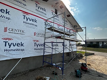 Residential exterior siding project during installation