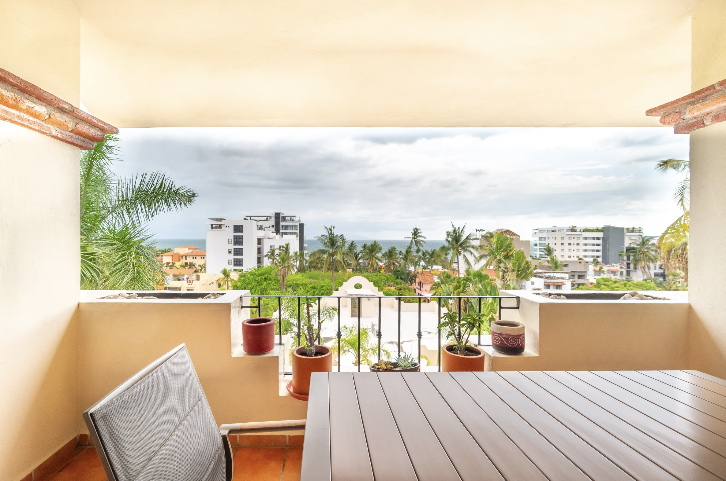 Covered terrace overlooking the coast