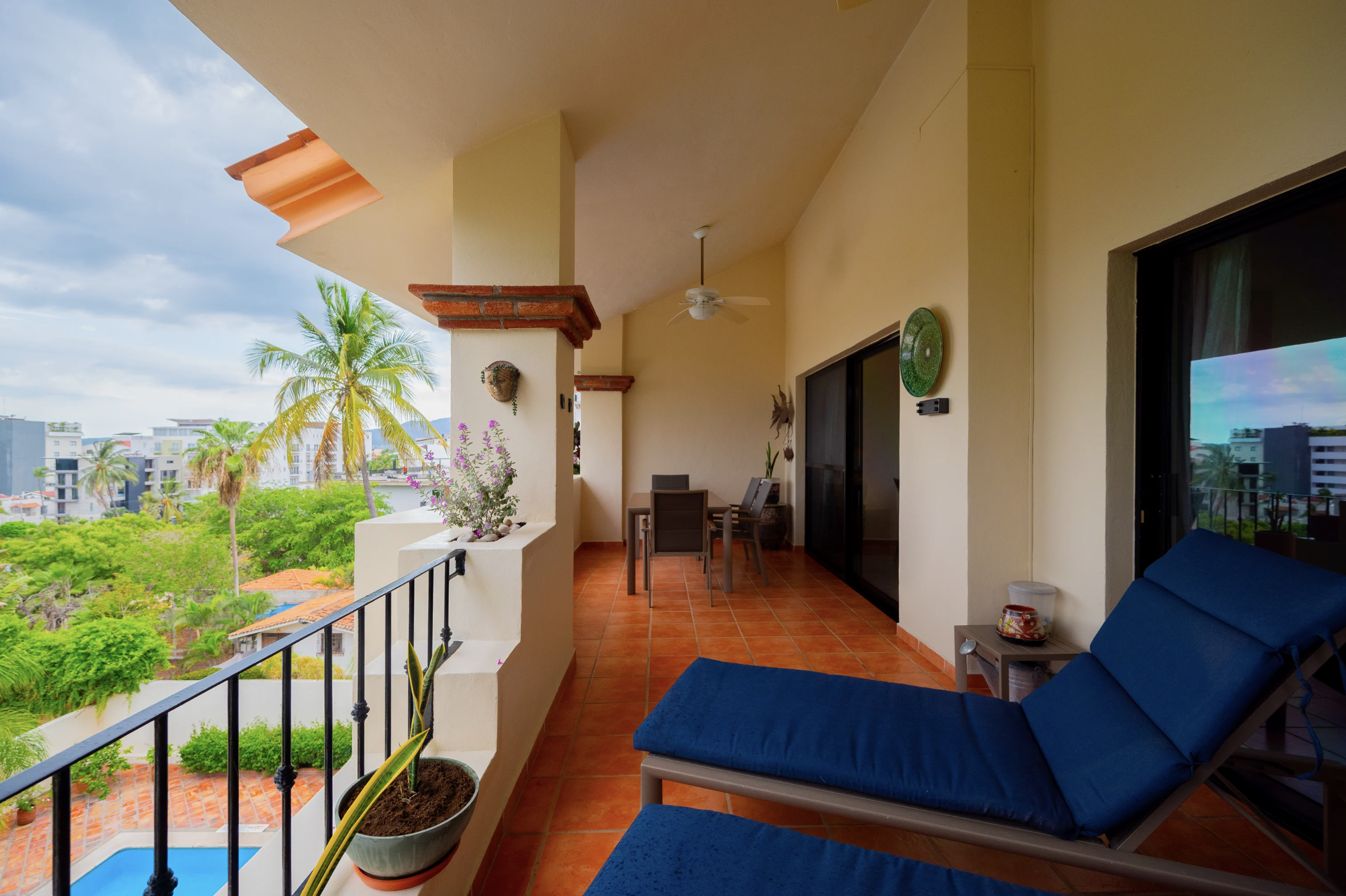 Private balcony with lounge chairs
