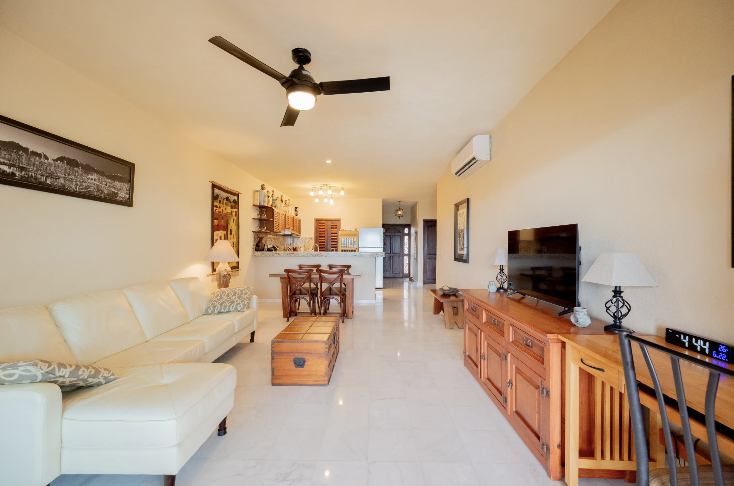Open-plan living and dining space