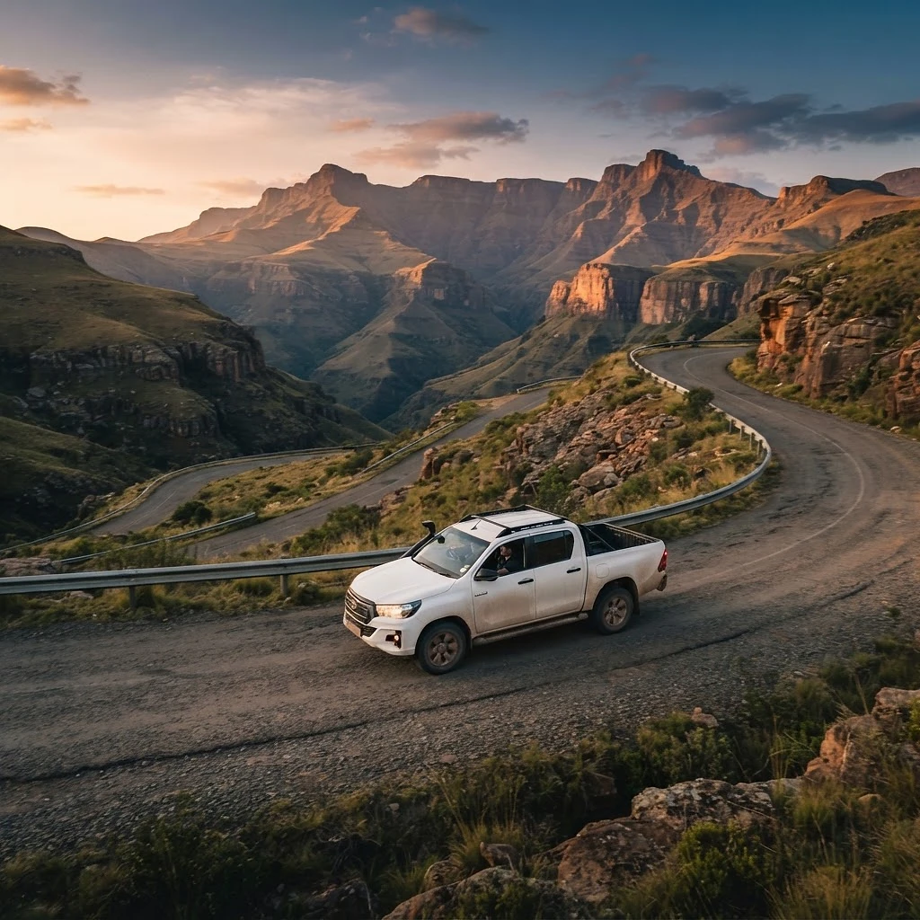 Bakkie on a scenic South African mountain pass