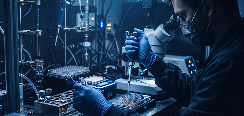 Scientist testing a polyurethane sample in the Leeson laboratory