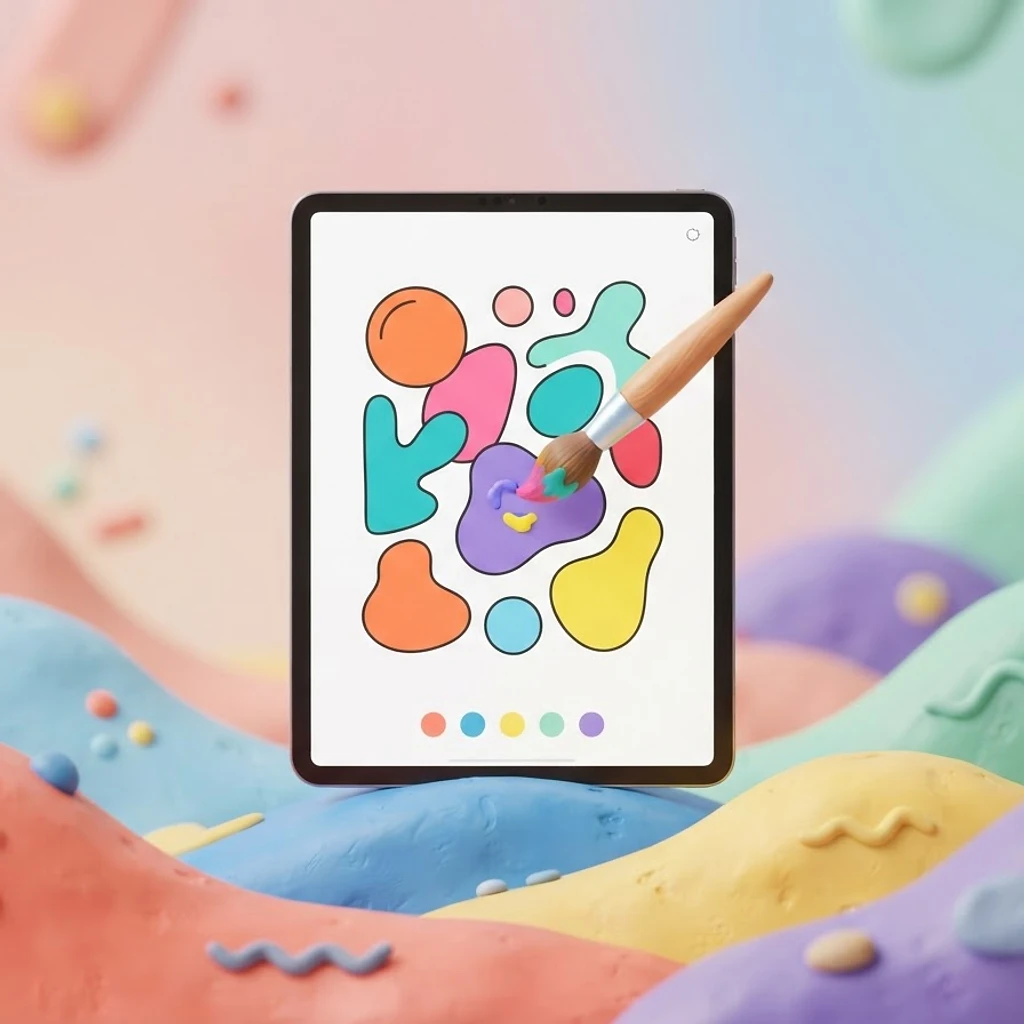 Color Noodle app displayed on a tablet showing a colorful coloring interface