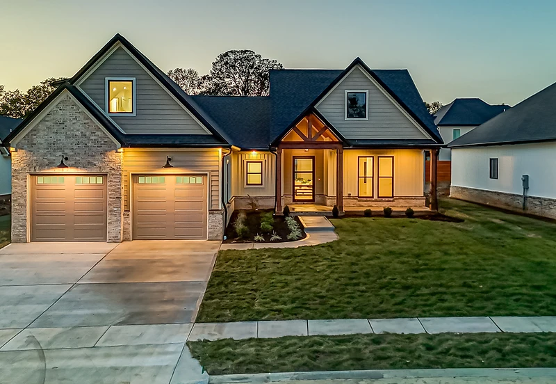 Custom home at twilight in Central Kentucky