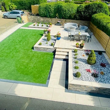 Aerial View — Tiered Garden — Landscaping project by JMB Design. Build & Driveways in Colne, Lancashire