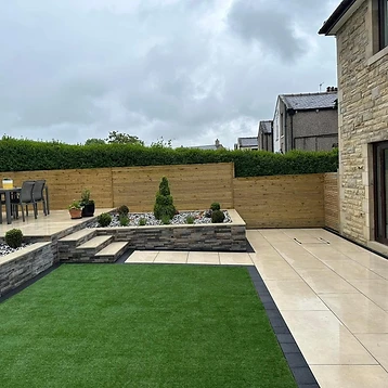 Split-Level Patio with Pebble Beds — Patios project by JMB Design. Build & Driveways in Colne, Lancashire