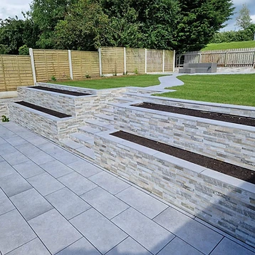 Multi-Level Stone Terrace — Landscaping project by JMB Design. Build & Driveways in Colne, Lancashire