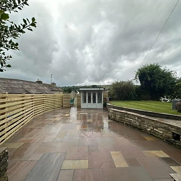 Indian Sandstone Patio & Summerhouse — Patios project by JMB Design. Build & Driveways in Colne, Lancashire