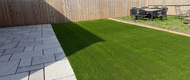 Indian Paving & Turf on Grano Base — completed project by JMB Design. Build & Driveways
