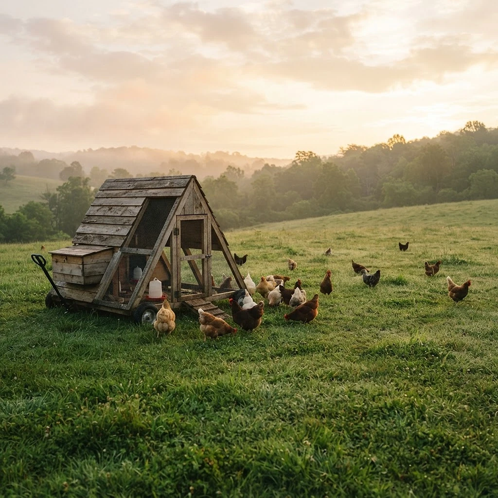 A-frame coop on the pasture