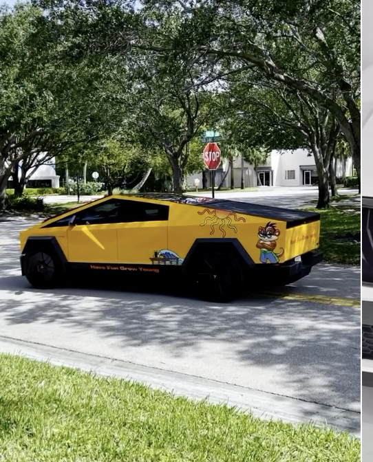 Tesla Cybertruck — Custom Yellow Wrap