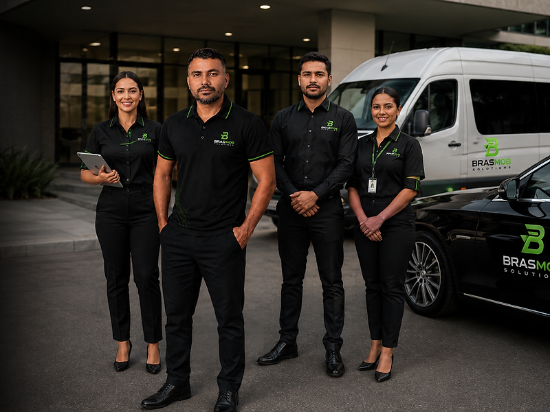 Equipe Brasmob em frente à sede da empresa