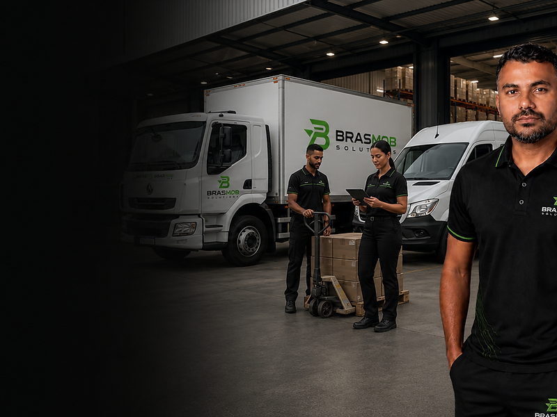 Frota Brasmob com veículos identificados em operação de mobilidade corporativa