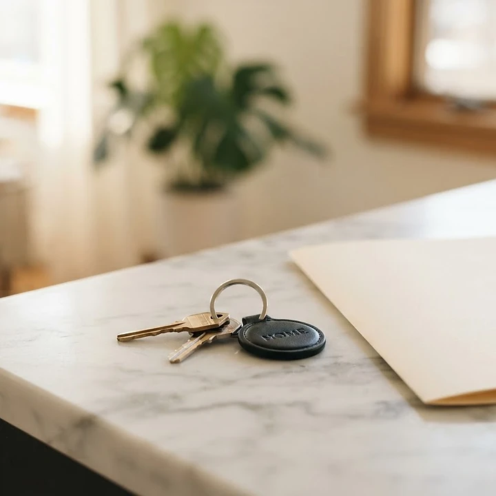 New home keys on marble countertop