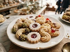 Assorted Italian butter cookies arranged on a plate
