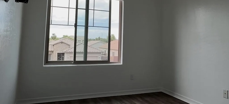 Finished room with new drywall and paint