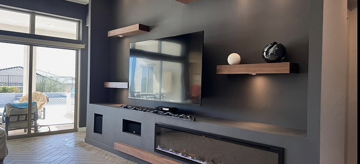 Finished living room media wall