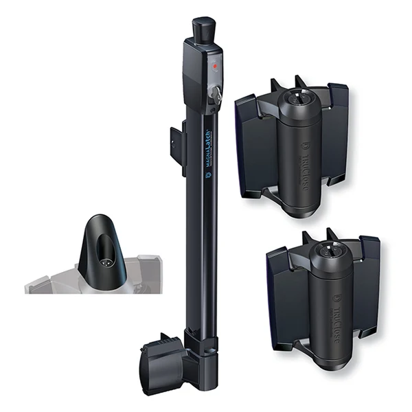 Gate Hardware Kit — MagnaLatch + 2 TruClose Hinges (Black)