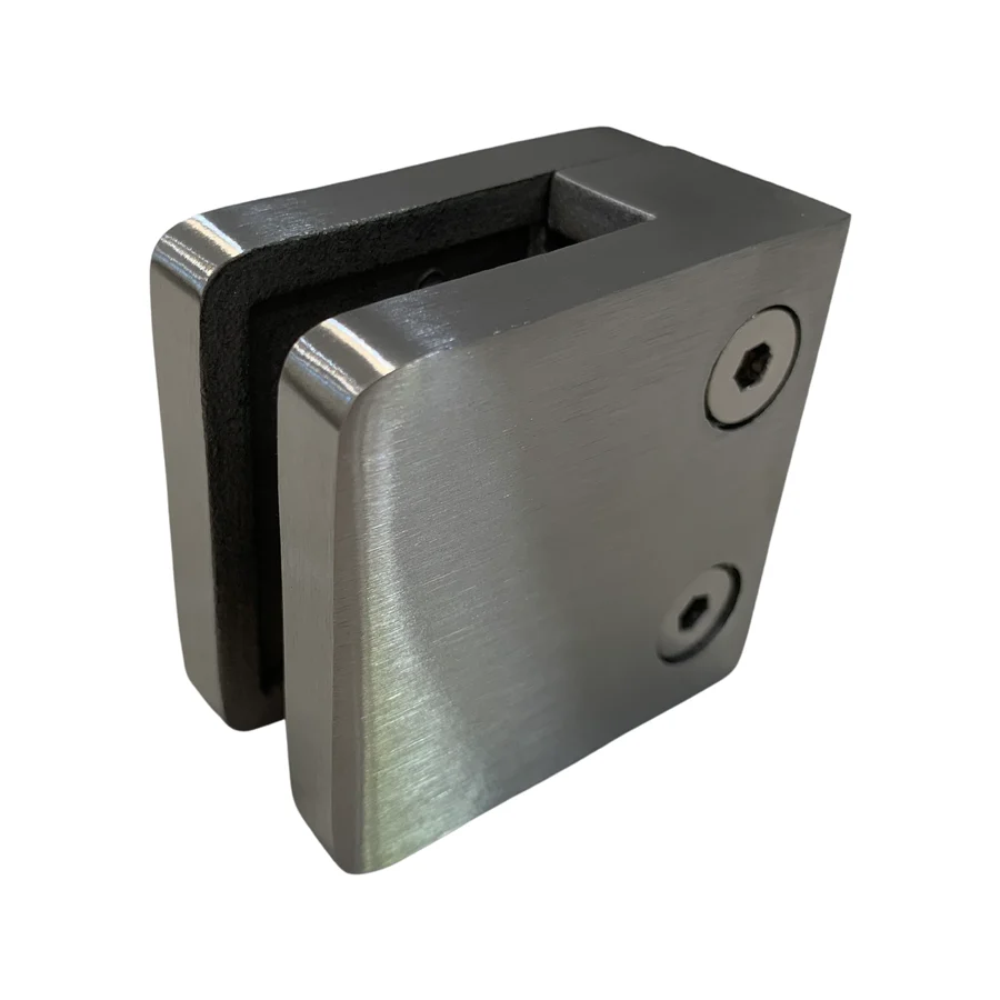 Square Glass Clamp 55x55x32mm Brushed
