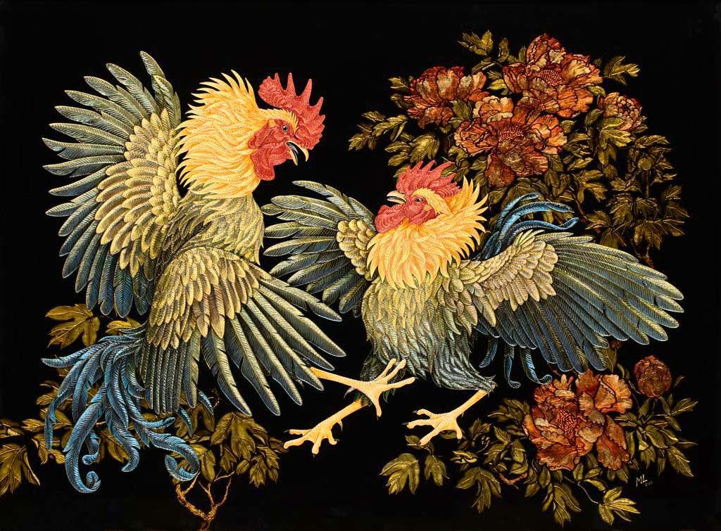 Roosters by Lubov M