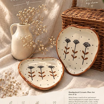 Rustic Floral Ceramic Plates