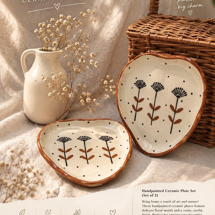 Rustic Floral Ceramic Plates