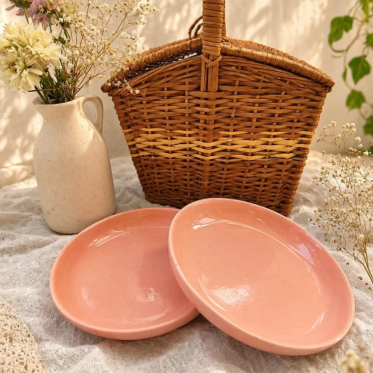 Coral Pink Pasta/Salad Plate