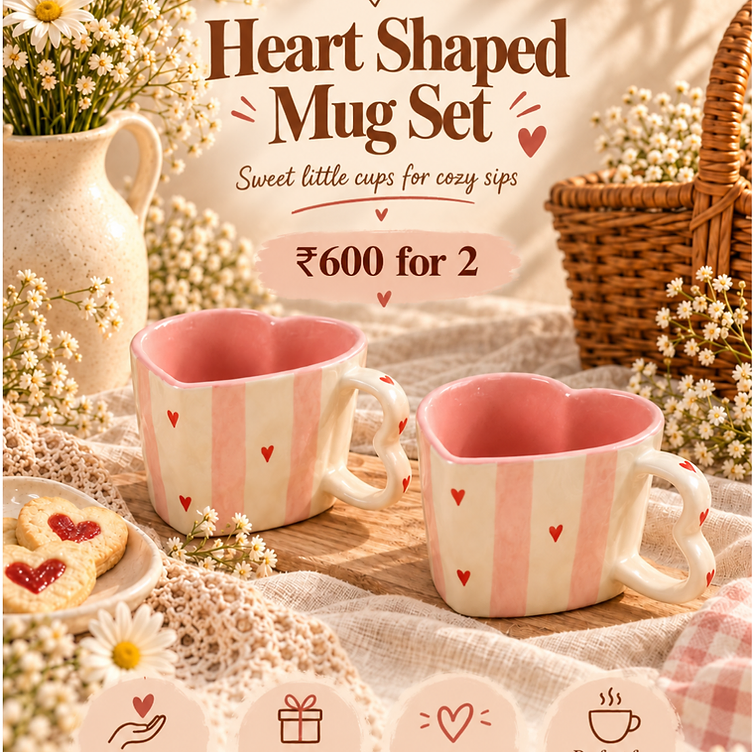 Heart Shaped Mug Set
