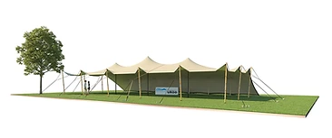 Vue 3D de configuration — 240 m² — Côtés abaissés