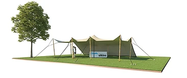 Vue 3D de configuration — 80 m² — Côtés abaissés